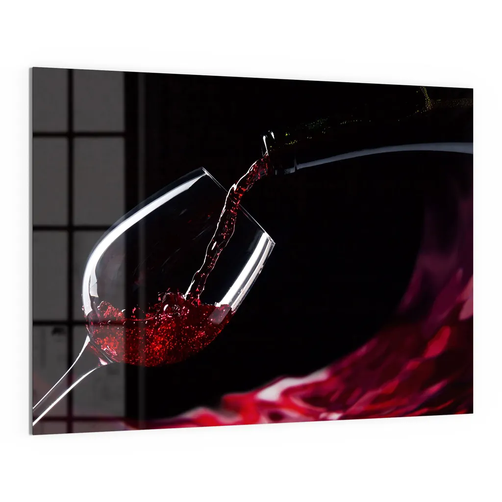 DEQORI Magnettafel Glas 120x90 cm 'Rotwein ins Glas gegossen' beschreibbar Whiteboard